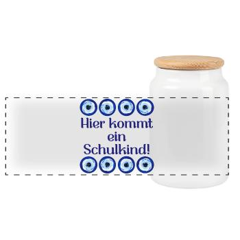Nazar Auge Schulkind - Panorama Keksdose mit Holzdeckel - Weiß - Vorne