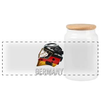 Graphique du casque du drapeau allemand - Boîte à biscuits avec couvercle en bois - blanc - Devant