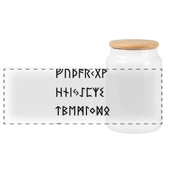 Elder Futhark (schwarz) - Panorama Keksdose mit Holzdeckel - Weiß - Vorne
