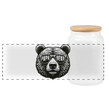 Papa Bear - Panorama Keksdose mit Holzdeckel - Weiß - Vorne