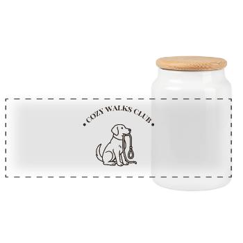 Club de promenades douilletes – Gemütliches Hunde Spaziergang de - Boîte à biscuits avec couvercle en bois - blanc - Devant