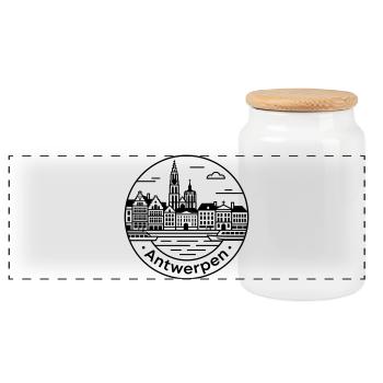 Anvers - Boîte à biscuits avec couvercle en bois - blanc - Devant