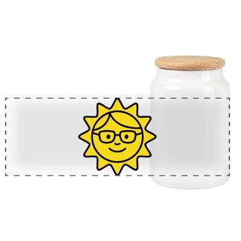 Lachende Sonne Brille Comic - Panorama Keksdose mit Holzdeckel - Weiß - Vorne