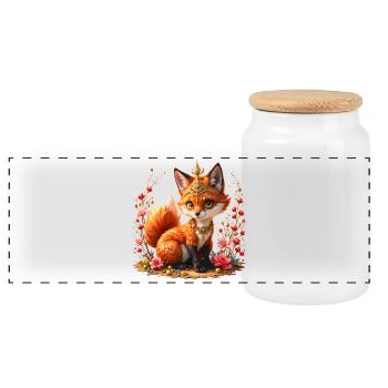 Fox Floral Schmuck - Panorama Keksdose mit Holzdeckel - Weiß - Vorne