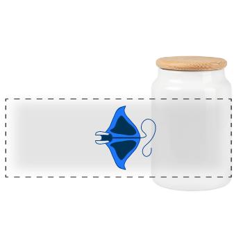 Manta Linear Blue stilisiert - Panorama Keksdose mit Holzdeckel - Weiß - Vorne