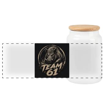 Logo du pouvoir du sanglier de l’équipe 61 - Boîte à biscuits avec couvercle en bois - blanc - Devant