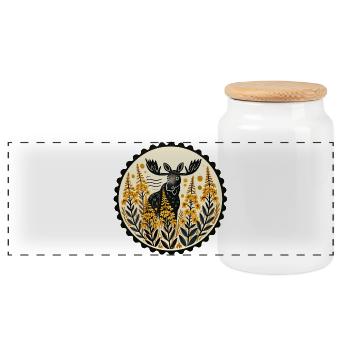 Elch in Golden Meadow ernten - Panorama Keksdose mit Holzdeckel - Weiß - Vorne