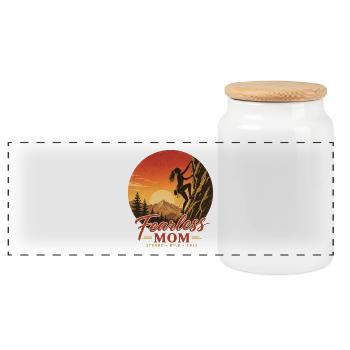 Fearless Mom Retro Kletter Geschenkidee - Panorama Keksdose mit Holzdeckel - Weiß - Vorne