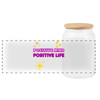 Idée de cadeau pour la vie positive Positive Mind - Boîte à biscuits avec couvercle en bois - blanc - Devant
