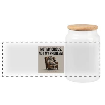NOT MY CIRCUS Funny Raccoon Design - Panorama Keksdose mit Holzdeckel - Weiß - Vorne