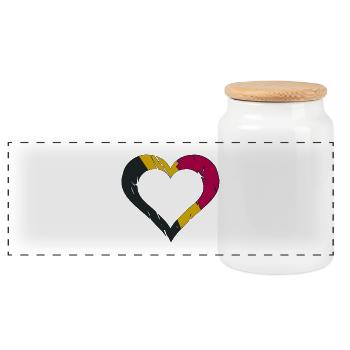 Bloc du cœur belge en bandes lumineuses - Boîte à biscuits avec couvercle en bois - blanc - Devant