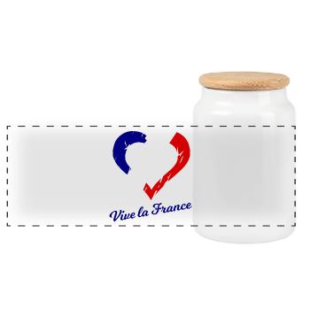 Vive la France Herzflagge - Panorama Keksdose mit Holzdeckel - Weiß - Vorne