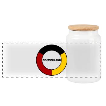 Roter Gelber Deutschland Halbring Schwarz - Panorama Keksdose mit Holzdeckel - Weiß - Vorne