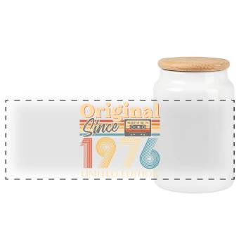 50th birthday, 50 years - Panoramic Cookie Jar with Wooden Lid - white - Front