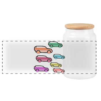 Automobiles - Boîte à biscuits avec couvercle en bois - blanc - Devant