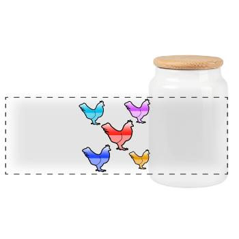 Poulets - Boîte à biscuits avec couvercle en bois - blanc - Devant
