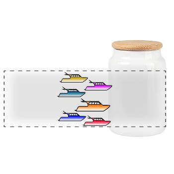 Bateaux à moteur - Boîte à biscuits avec couvercle en bois - blanc - Devant