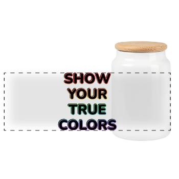 Show Your True Colors LGBT Pride - Panoramic Cookie Jar with Wooden Lid - white - Front