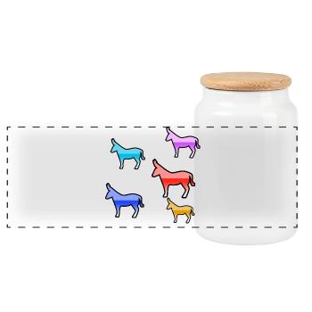 âne - Boîte à biscuits avec couvercle en bois - blanc - Devant