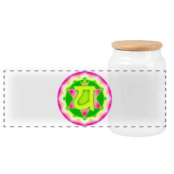 Chakra du cœur Anahata - Boîte à biscuits avec couvercle en bois - blanc - Devant