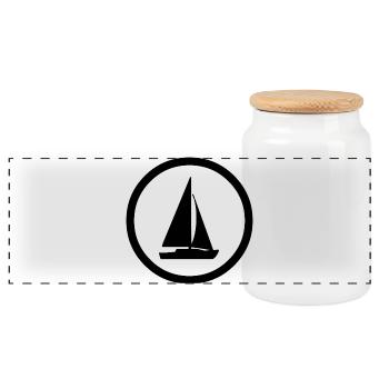 Sail - Panoramic Cookie Jar with Wooden Lid - white - Front