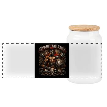 Gladiateur de Gym - Boîte à biscuits avec couvercle en bois - blanc - Devant