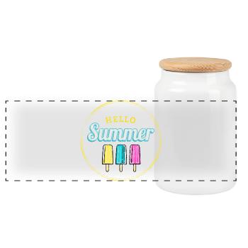 Eis mit Stiel Hallo Sommer Vintage Eiscreme Design - Panorama Keksdose mit Holzdeckel - Weiß - Vorne