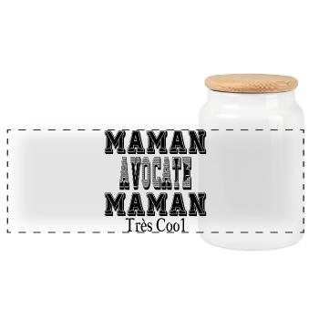 Maman Avocate Maman Très Cool - Boîte à biscuits avec couvercle en bois - blanc - Devant
