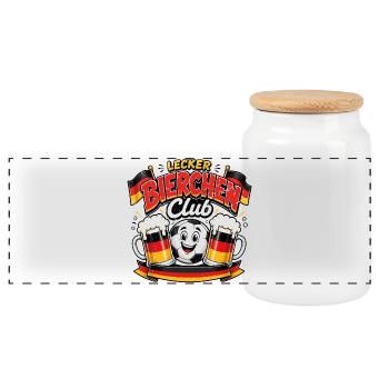 Lecker Bierchen Club 2026 Fußball Deutschland - Panorama Keksdose mit Holzdeckel - Weiß - Vorne