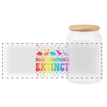 LGBTQ Pride Month - Make Homophobia Extinct - Panoramic Cookie Jar with Wooden Lid - white - Front