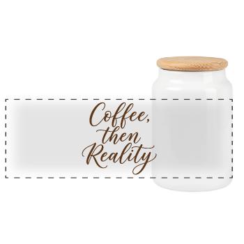 Dicton du café - Boîte à biscuits avec couvercle en bois - blanc - Devant