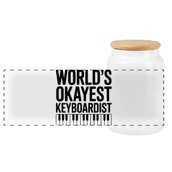 World's Okayest Keyboardist - Panoramic Cookie Jar with Wooden Lid - white - Front