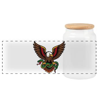 Aigle et serpent style tattoo old school - Boîte à biscuits avec couvercle en bois - blanc - Devant