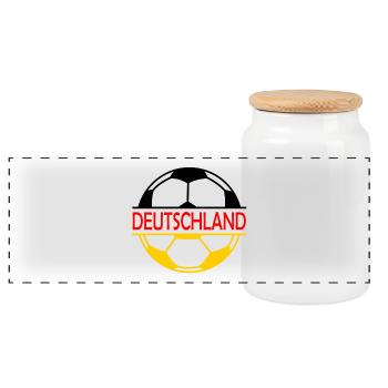 Deutschland Fußball - Panorama Keksdose mit Holzdeckel - Weiß - Vorne