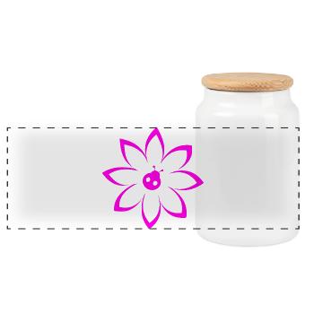 Fleur - Boîte à biscuits avec couvercle en bois - blanc - Devant