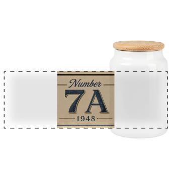 Emblème numéral vintage 7A 1948 - Boîte à biscuits avec couvercle en bois - blanc - Devant