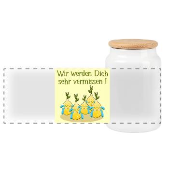 Abschied Team Zitronen - Panorama Keksdose mit Holzdeckel - Weiß - Vorne