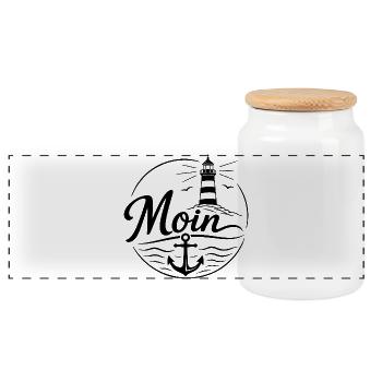 Moin - Panorama Keksdose mit Holzdeckel - Weiß - Vorne