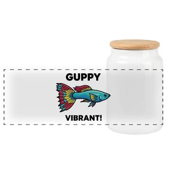 Fish Guppy Vibrant Swim Exotic Aquarium - Panorama Keksdose mit Holzdeckel - Weiß - Vorne