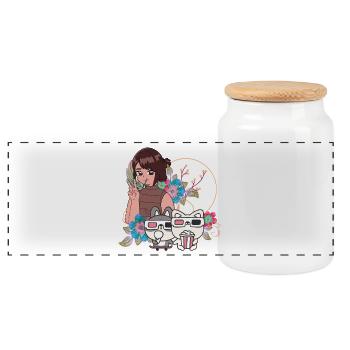 Filmabend & Inklusive Freunde Kunst - Panorama Keksdose mit Holzdeckel - Weiß - Vorne