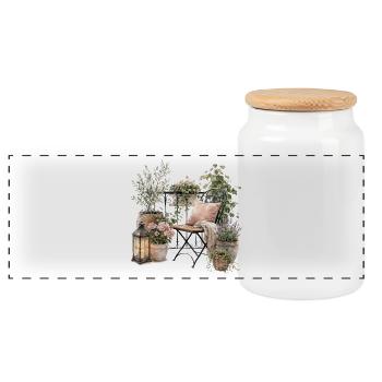 Gemütliche Balkonoase - Panoramic Cookie Jar with Wooden Lid - white - Front