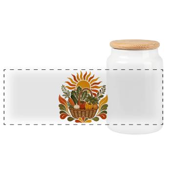 Summer Harvest Basket - Panoramic Cookie Jar with Wooden Lid - white - Front