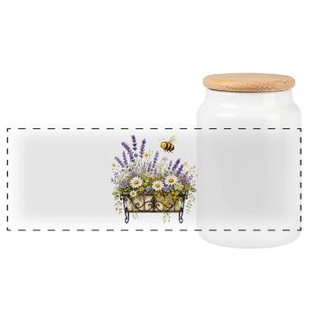 Bienenfreundlicher Blumenkasten - Panorama Keksdose mit Holzdeckel - Weiß - Vorne