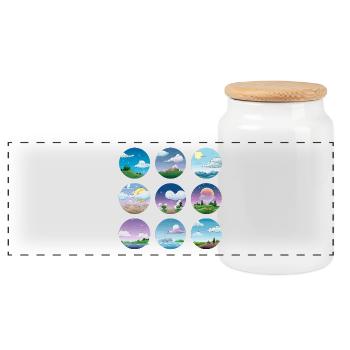 Circular Landscapes Day Night Collection - Panoramic Cookie Jar with Wooden Lid - white - Front