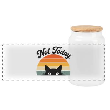 Not Today Katze Lustiges Morgenmuffel Design - Boîte à biscuits avec couvercle en bois - blanc - Devant
