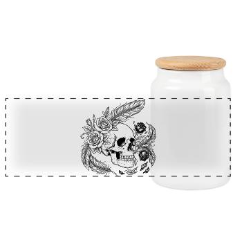 Gotische Blumen-Skull-Rose-Hemd - Panorama Keksdose mit Holzdeckel - Weiß - Vorne