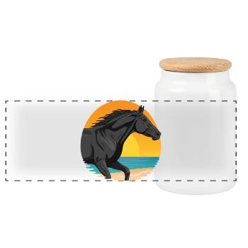 Un cheval Abaga au galop devant un soleil couchant - Boîte à biscuits avec couvercle en bois - blanc - Devant