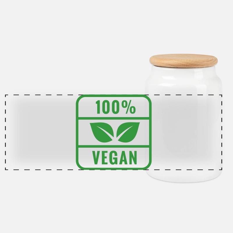 100% vegan - Panoramic Cookie Jar with Wooden Lid - white