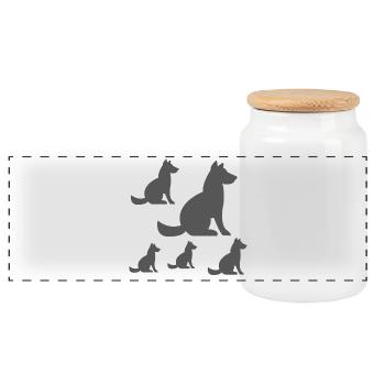 canine - Panoramic Cookie Jar with Wooden Lid - white - Front