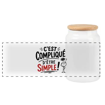 C'est compliqué d'être simple !  - Boîte à biscuits avec couvercle en bois - blanc - Devant